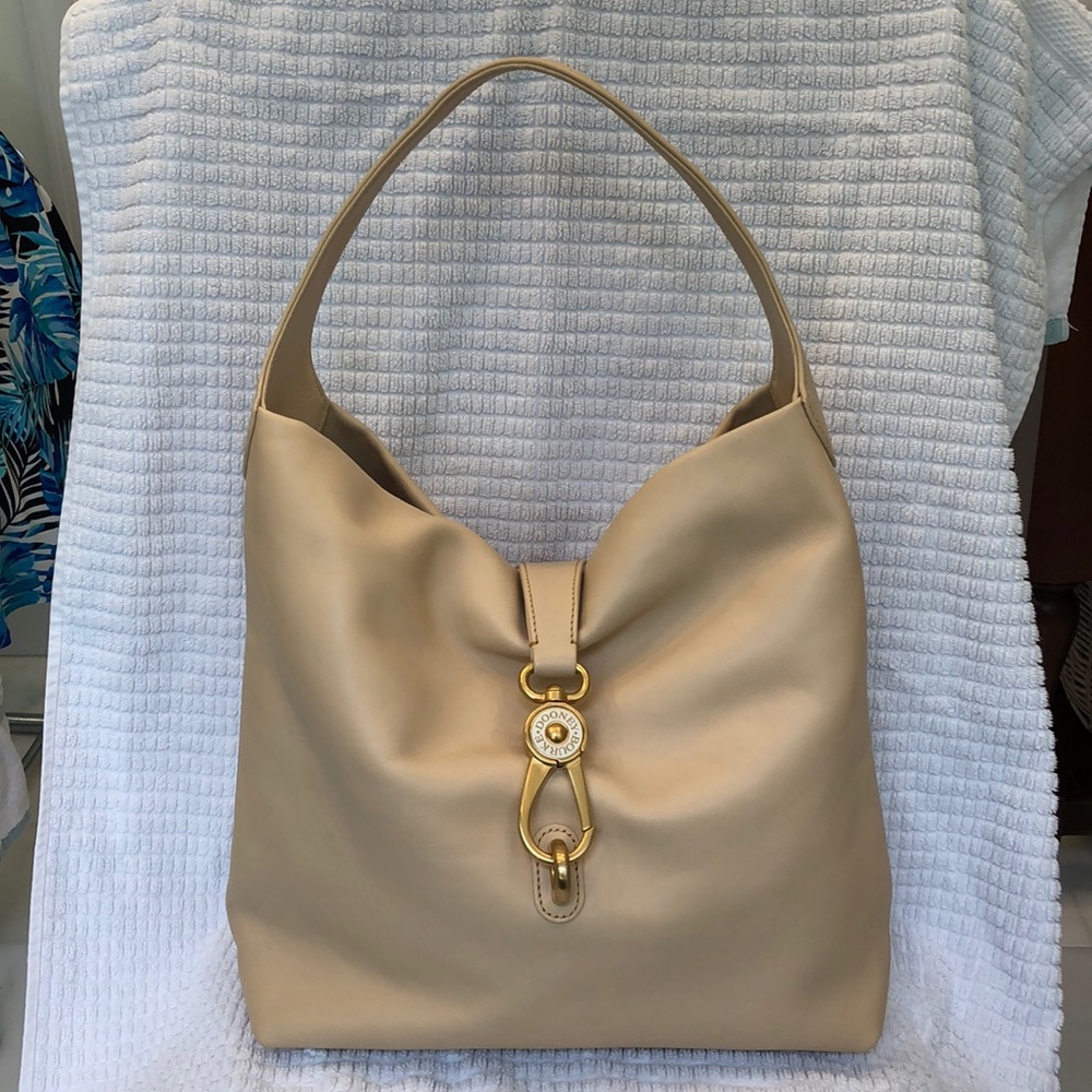 Smooth leather large hobo bag.